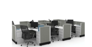 several interconnected low wall cubicles
