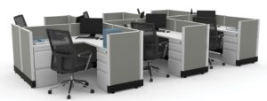several interconnected low wall cubicles