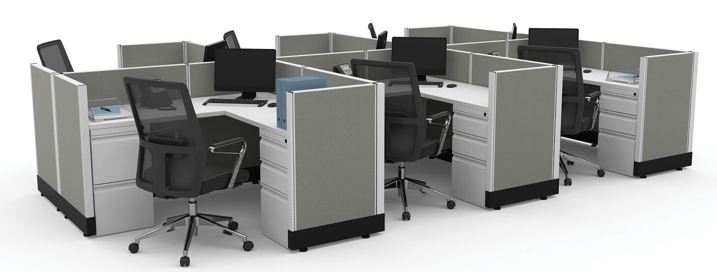 several interconnected low wall cubicles